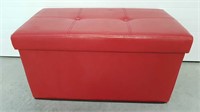 RED FAUX LEATHER OBLONG FOOTSTOOL