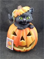 Light Up Cat In Jack O'lantern Halloween Decoratio