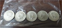 (5) 1964 90% SILVER KENNEDY HALF DOLLARS