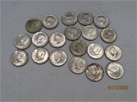 (20) 40% Silver Half Dollar Coins Kennedy