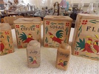 Wooden Sugar, Flour, Coffee, S&P Containers