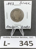 Silver Barber Quarter 1893