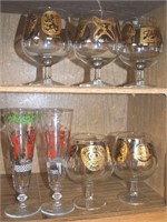 (7) Vtg Barware Glasses w/ Schlitz Balloons
