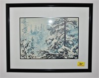 Snow Scene Print by Larry Burton - signed and