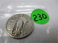 1925 Standing Liberty silver quarter, very good