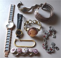 Watch & Bracelet Lot w/ Vintage Cameo Cuff