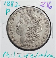 1882 US Morgan silver dollar Philadelphia f-VF