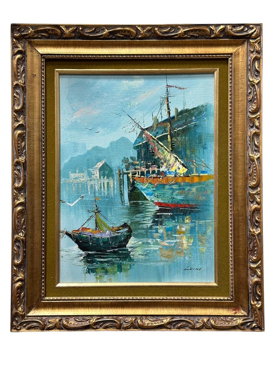 Oil on Canvas Sailboat Signed "Luini"