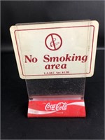 Vtg Non Smoking Sign w/ Coca-Cola Stand