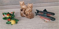 Owls, Rainbow Trout & Frogs Salt & Pepper shakers