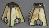 Set of 2 Arts & Crafts Era Tulip Leaded Glass Lamp