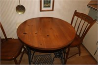 Pine Dinette Table with Singer Sewing Machine