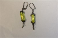 Pair of Sterling Colour Glass Earrings