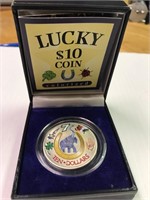 Lucky $10 Coin Colorized in box with card