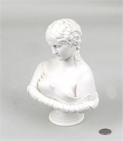 Bisque Figural Bust Of Classical Maiden