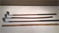 (3) HAND FORGED HICKORY STICK IRONS