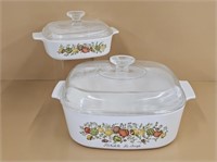 2 LIDDED CORNINGWARE DISHES - SPICE OF LIFE