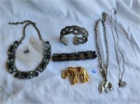 Elephant pin, necklaces, & more