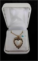 Vintage Gold Filled Heart Necklace Blue Sapphires