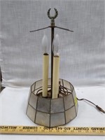 Faux Stained Glass 3 Candle Table Lamp