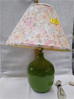 Green Ceramic Lamp w/Laura Ashley Pattern Shade
