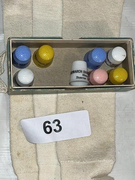 (8) Plastic Advertising Thimbles Monarch Ranges &