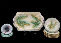 Antique Majolica Platter and Plates