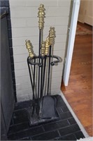 Fireplace tools and log holder