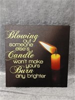 Flickering Light Canvas Blowing Candle 12 x12