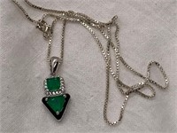 Sterling Silver & Emerald Necklace