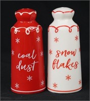 Snow Flakes & Coal Dust Salt & Pepper Shakers