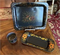 Vintage Collection of Toleware Painted Tray's