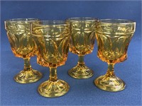 (4) Anchor Hocking Fairfield Amber Wine Glass 6”