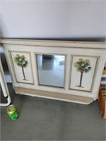 Palm Tree Wooden Mirror Wall Shelf