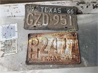 2 antique tin license plates