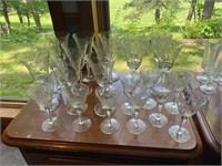 Mixed LOT Etched Wine Cocktail Glasses