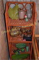 Wicker Shelf w/ Contents - Frankoma 851 Vase