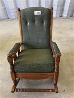 WOODEN ROCKING CHAIR, NEEDS REUPHOLSTERING