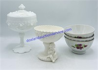 Lefton Renaissance Dish, Boury Floral Bowls &