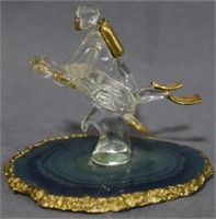 Blown Glass Man Riding Turtle Figure