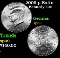 2009-p Satin Kennedy Half Dollar 50c Graded sp69 B