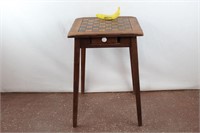 Vintage Wooden Chess/Checkers Tiny Game Table