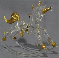 Blown Glass Rocking Unicorn 4"