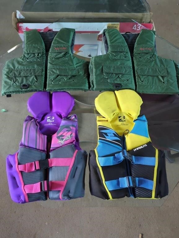 Four Safety Life Jackets 2 Adult/2 Youth Flotation