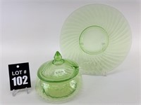 Green Uranium Depression Candy Dish & Plate