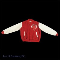 1980s Chalkline Chicago Bulls White Leather Jacket