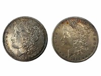 (2) 1885 XF Morgan Silver dollars