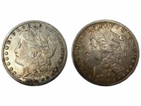 1884 AU, 1884 VF Morgan Silver dollars