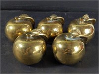 Group of 5 brass apple decorations