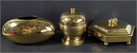 Group of brass containers & vase